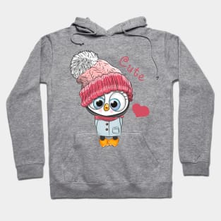 Cute penguin girl in a winter hat and scarf Hoodie